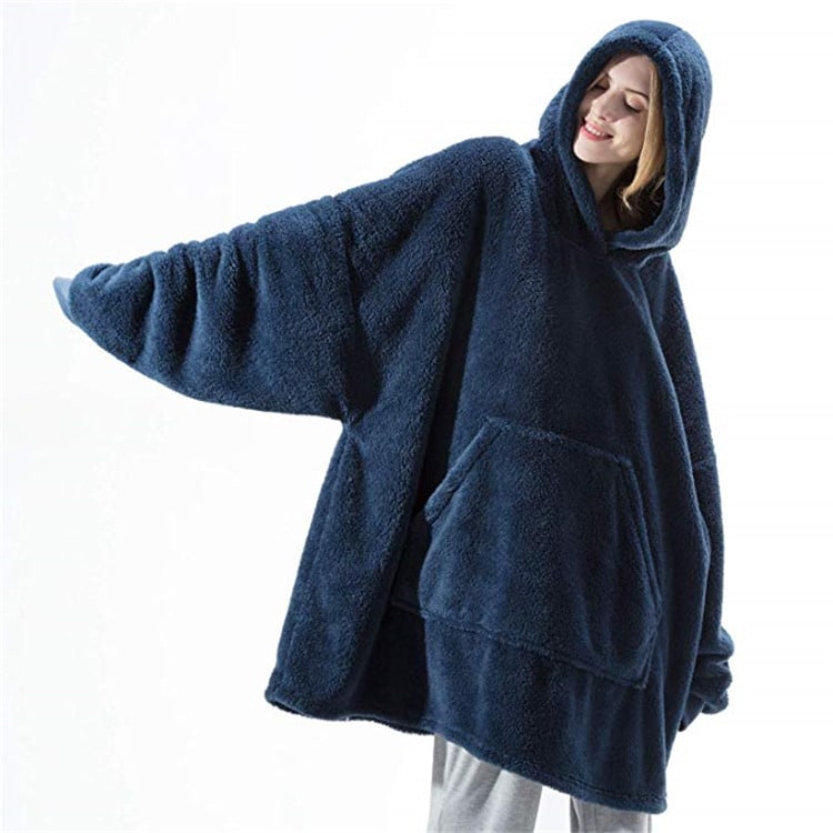 Wearable Blanket Hoodie with Oversized Fleece and Kangaroo Pocket