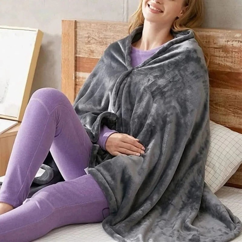 Wearable Portable USB Heated Blanket with Snap Buttons and Remote Control