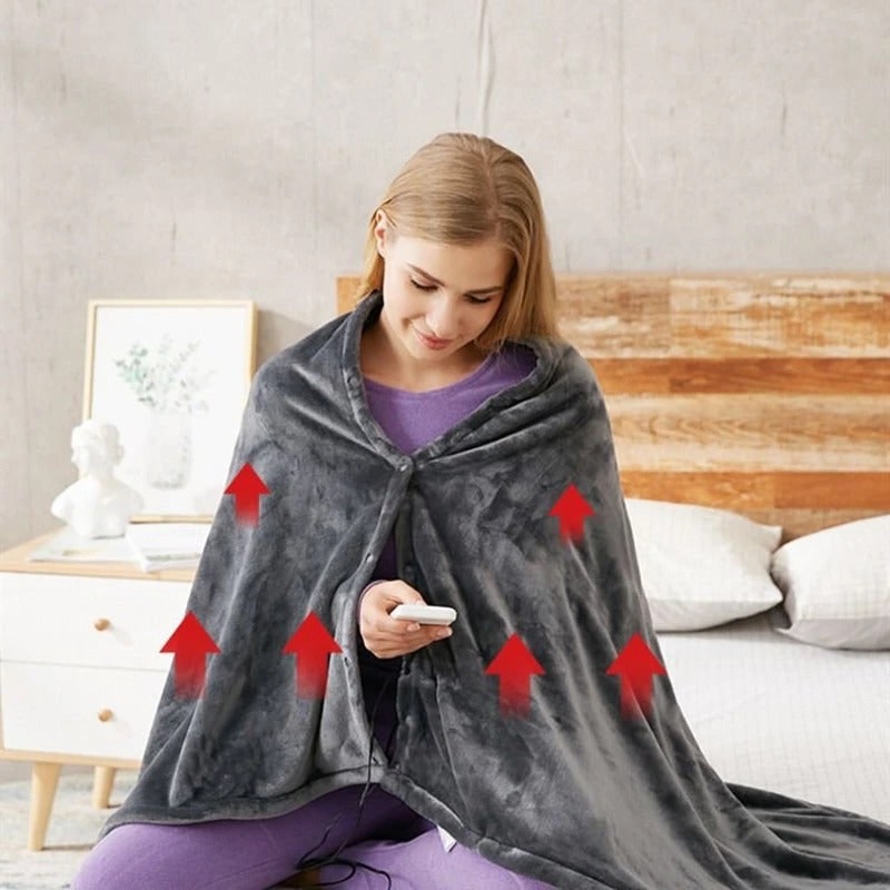 Wearable Portable USB Heated Blanket with Snap Buttons and Remote Control