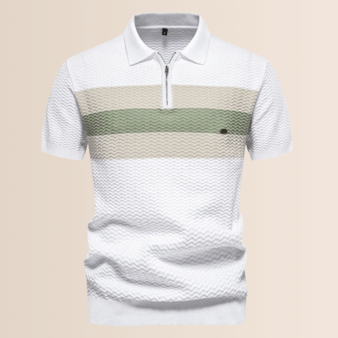 Herren Poloshirt mit Streifen-Strick-Design