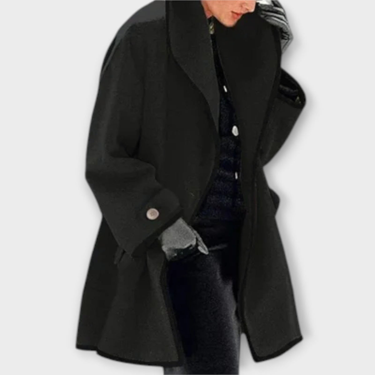 Damen Eleganter Trenchcoat mit Kontrastbesatz